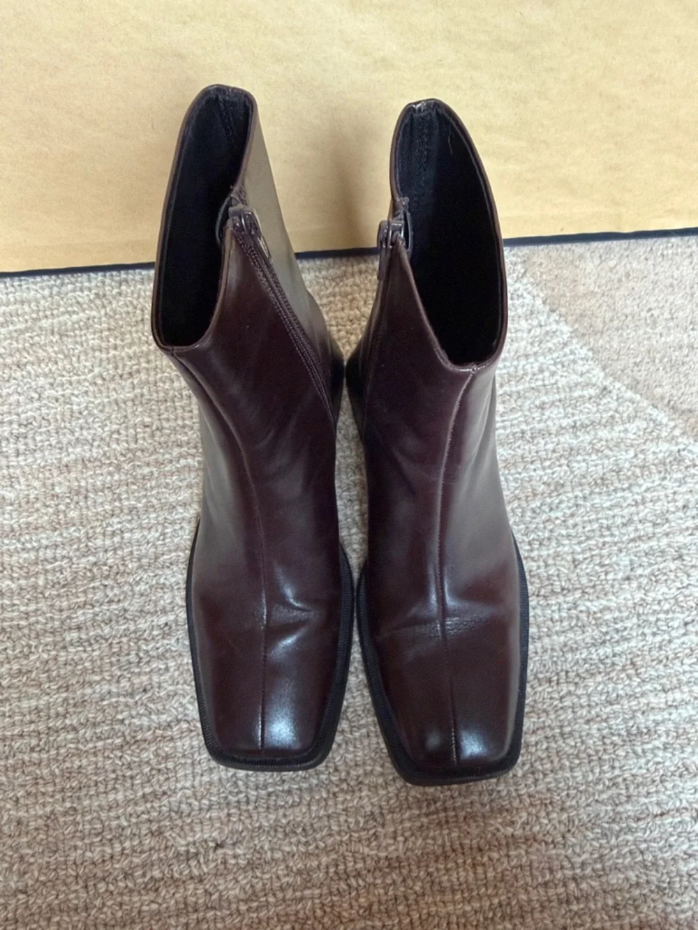 Vagabond Dark Brown Leather Square-Toe Ankle Boots - Picture 2 of 5